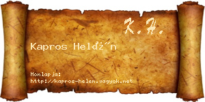 Kapros Helén névjegykártya